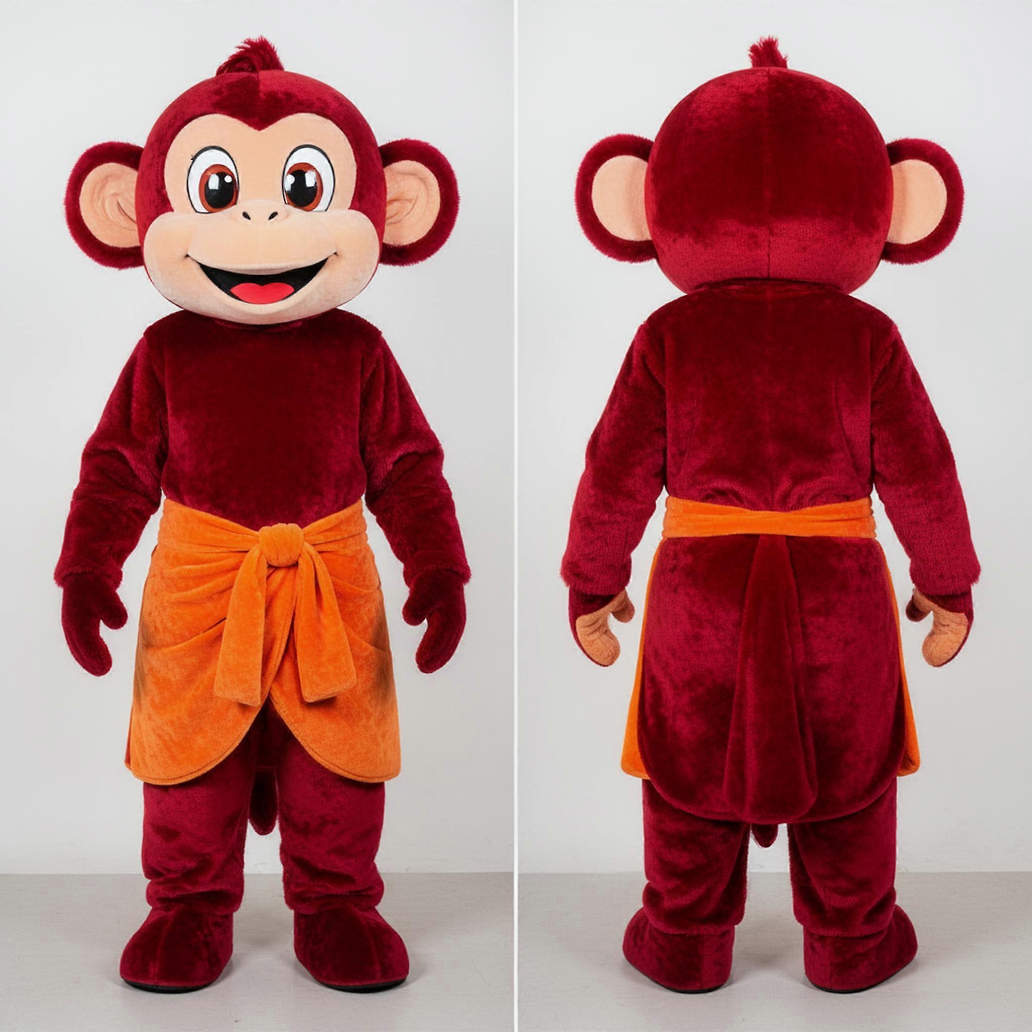 MASTICOT Crimson Orange Playful Monkey Mascot
