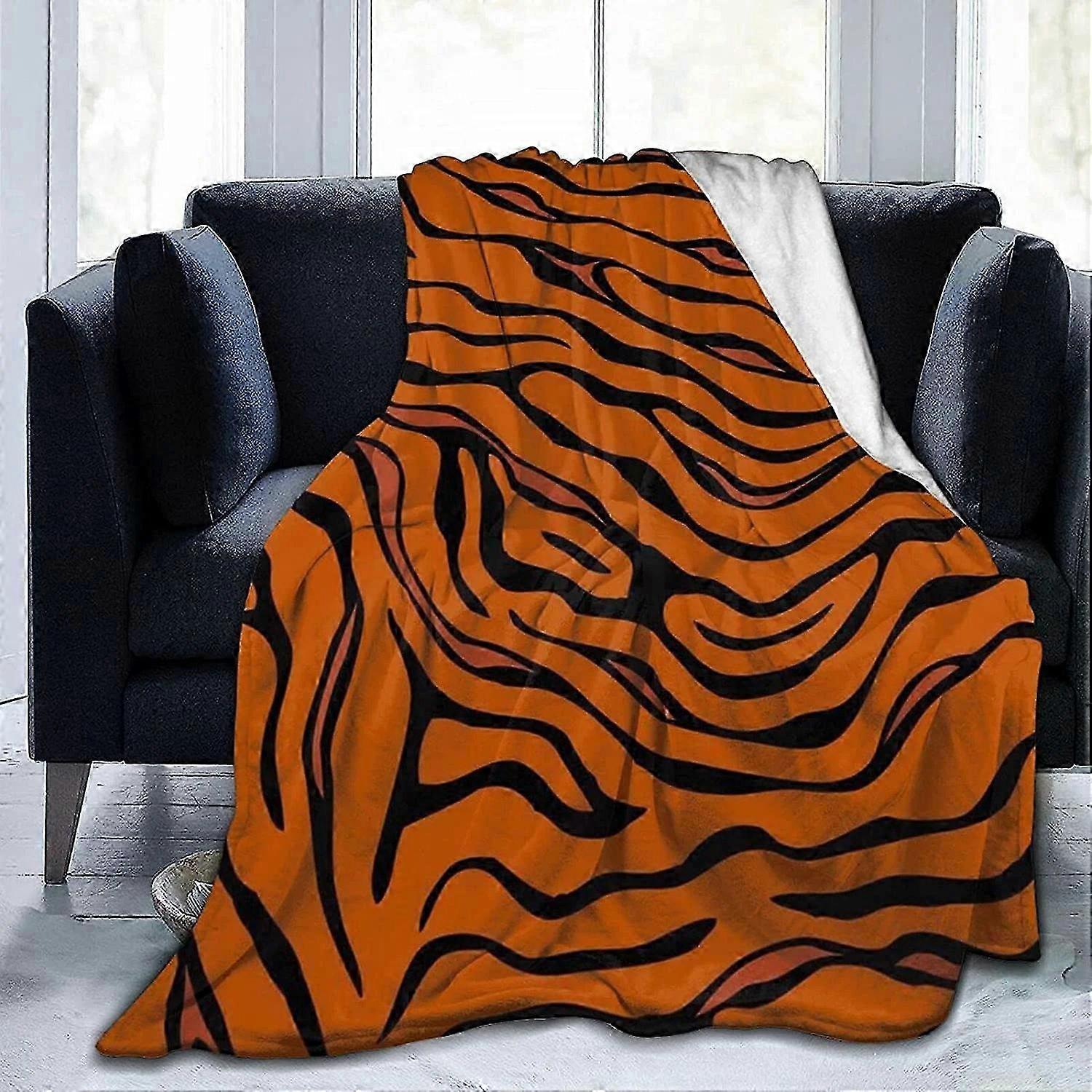Modern Tiger Flannel Bed Throw