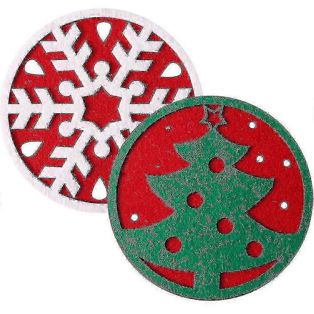10pc Felt Xmas Coaster Set Snowflake
