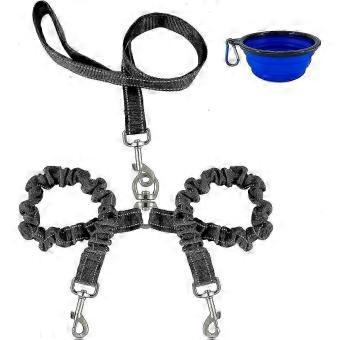 Tangle-Free Double Dog Leash With Reflective Stitching