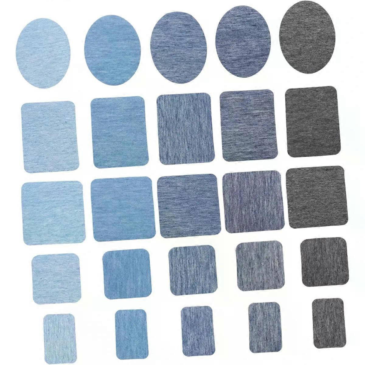 Denim Patches Blue Rectangular Circular