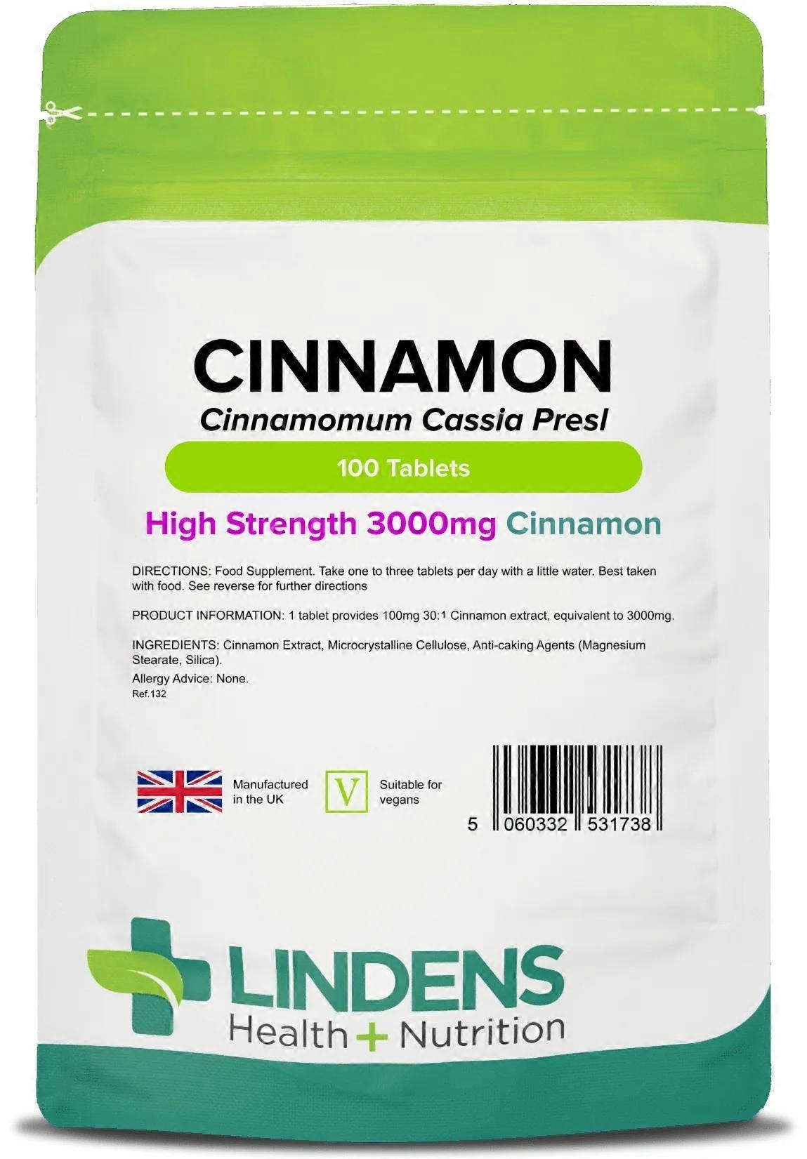 Lindens Cinnamon 3000mg - 100 Tablets