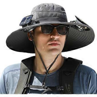 Solar Fan Hat with Wide Brim UPF 50+ Sun Protection, USB and Solar Powered Cooling for Fishing