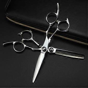 Professional Barber Scissors 6 Inch 440C Stainless Steel Hair Cutting Shears with Ergonomic Handle and Black Gem Finish