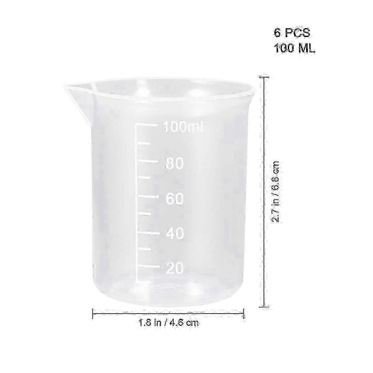 6x 100ml Acid-Resistant Measuring Beakers