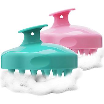 2-piece Scalp Massage Brush [wet & Dry], Silicone Shampoo Hair Brush For Exfoliating And Head Massage, Care Of Hair Roots, Healthy Head Without Dandru
