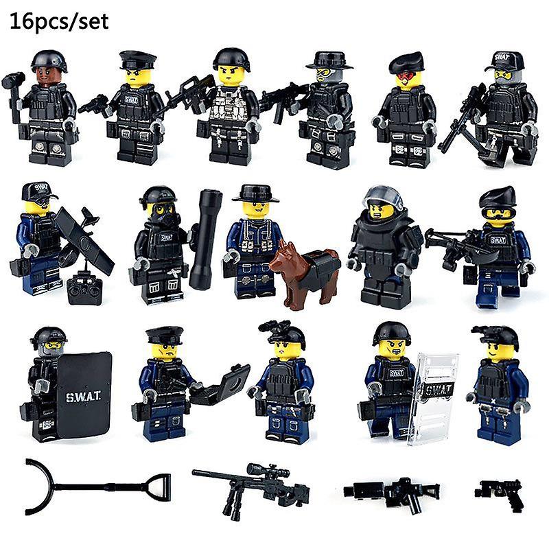 16pcs/set Στρατιωτικές Ειδικές Δυνάμεις Στρατιώτες Τούβλα Φιγούρες Όπλα Ομάδα Δομικά Στοιχεία Μοντέλο Παιχνίδια