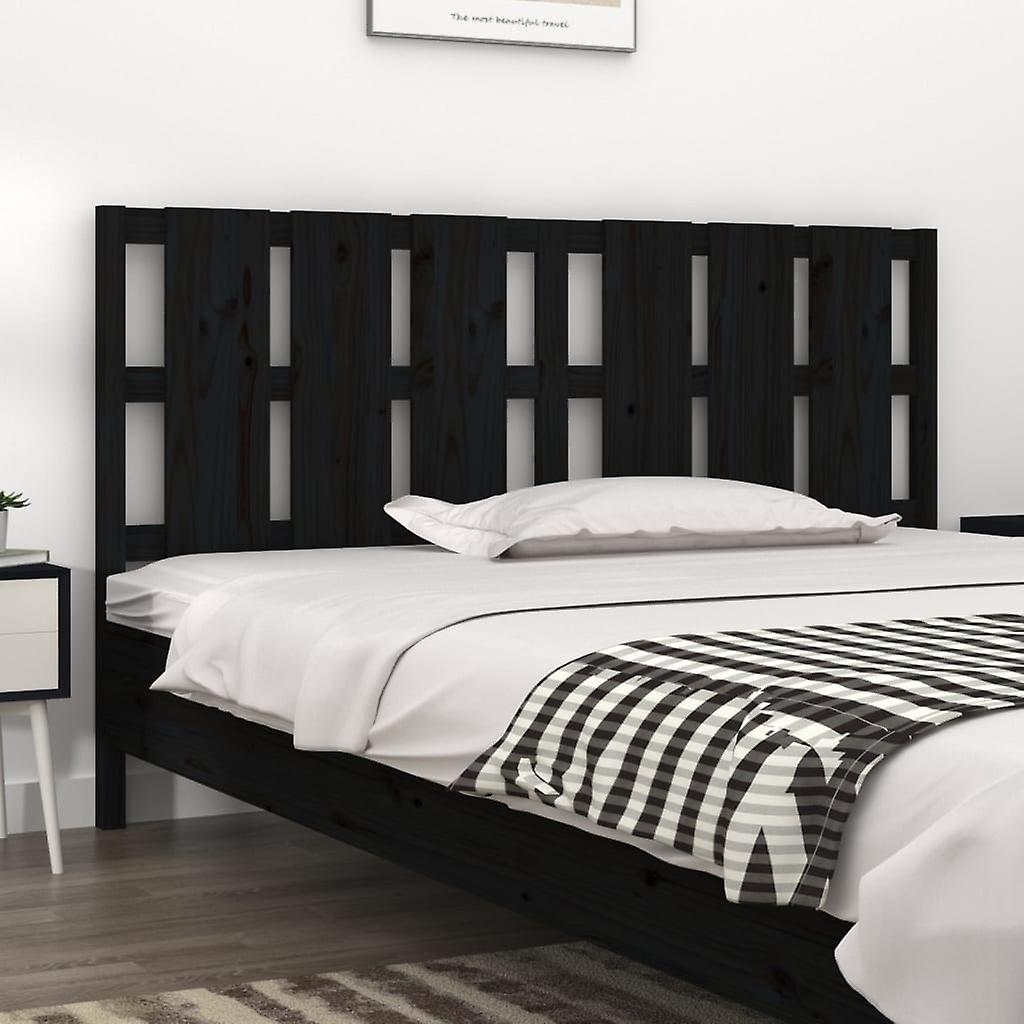 Headboard Black 185.5x4x100 cm Solid Pine Wood