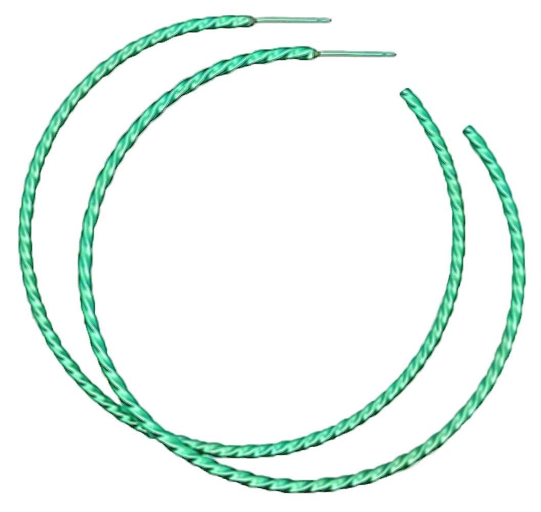 Ti2 Titanium Medium Twisted Hoop Earrings - Green