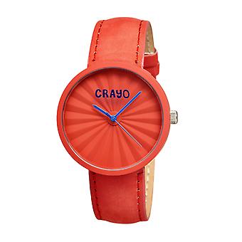 Crayo plooien lederen-Band Unisex Watch - rood