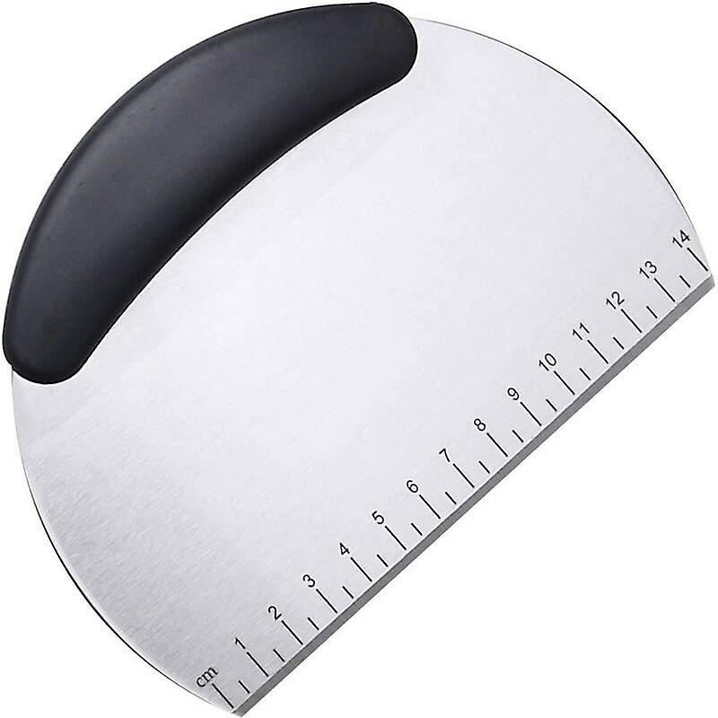 Stainless Steel Pastry Horn, Semicircle Pastry Scraper Dough Cutter Perfect for Pizza Macaron Croissant Bread with Scale (Black)