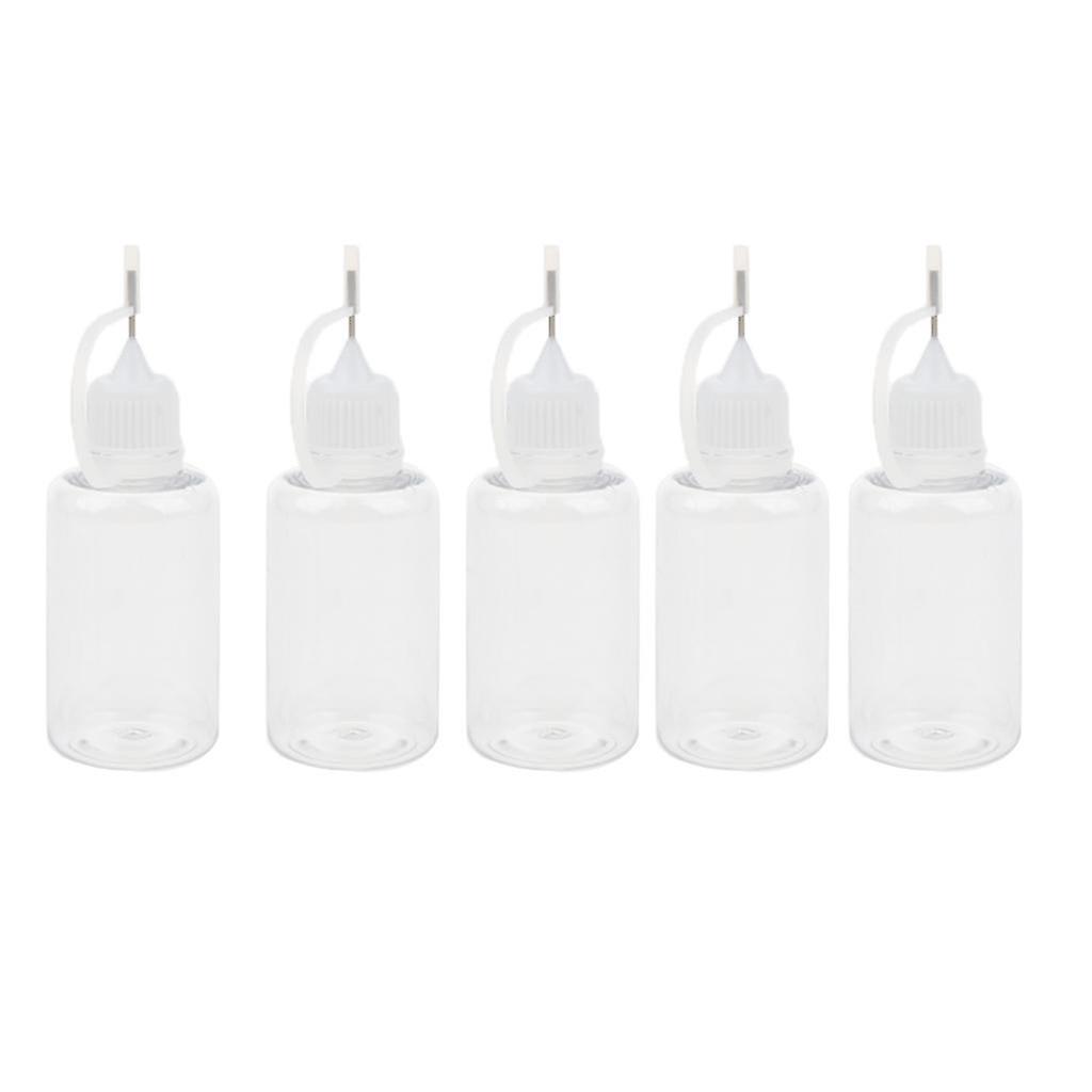 5x 30ml Empty Plastic Squeezable Liquid Dropper Bottles Needle Tip White Cap
