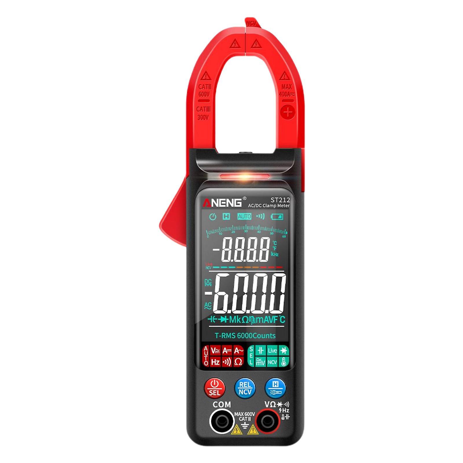 Handheld Clamp Meter Multimeter Digital Voltage Current Tester LCD Screen Red