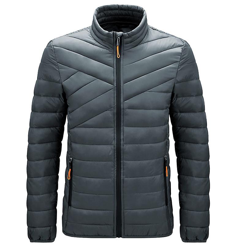 Solid Color Bubble Jackets Men Casual Stand Collar Warm Windproof Mens