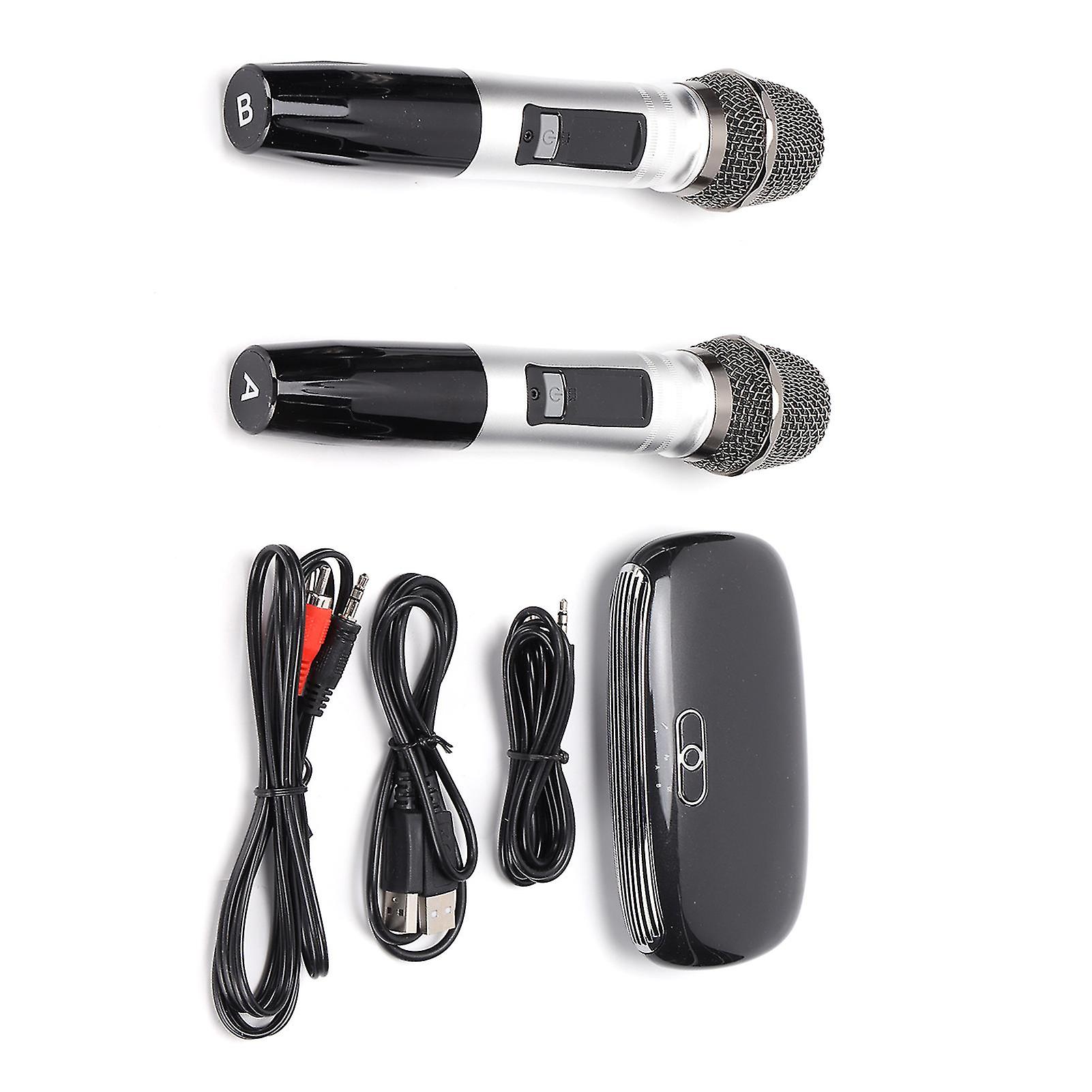 K8 Wireless Karaoke Mixer System Set Bluetooth Mic Box Grey UK Plug