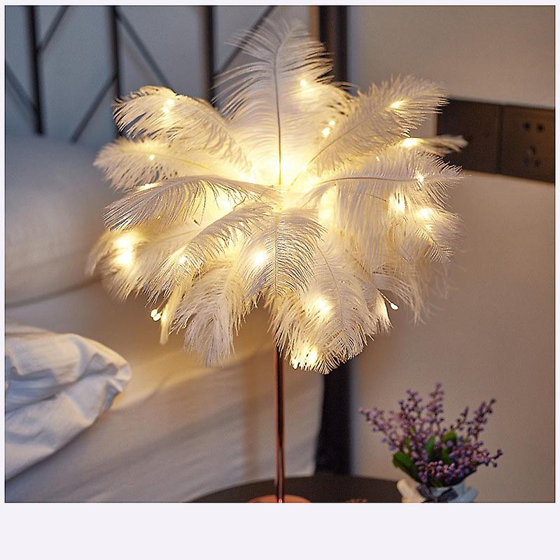 Illuminate Your Space With Elegance: Feather Table Lamp, Perfect For Wedding And Christmas Party Decor