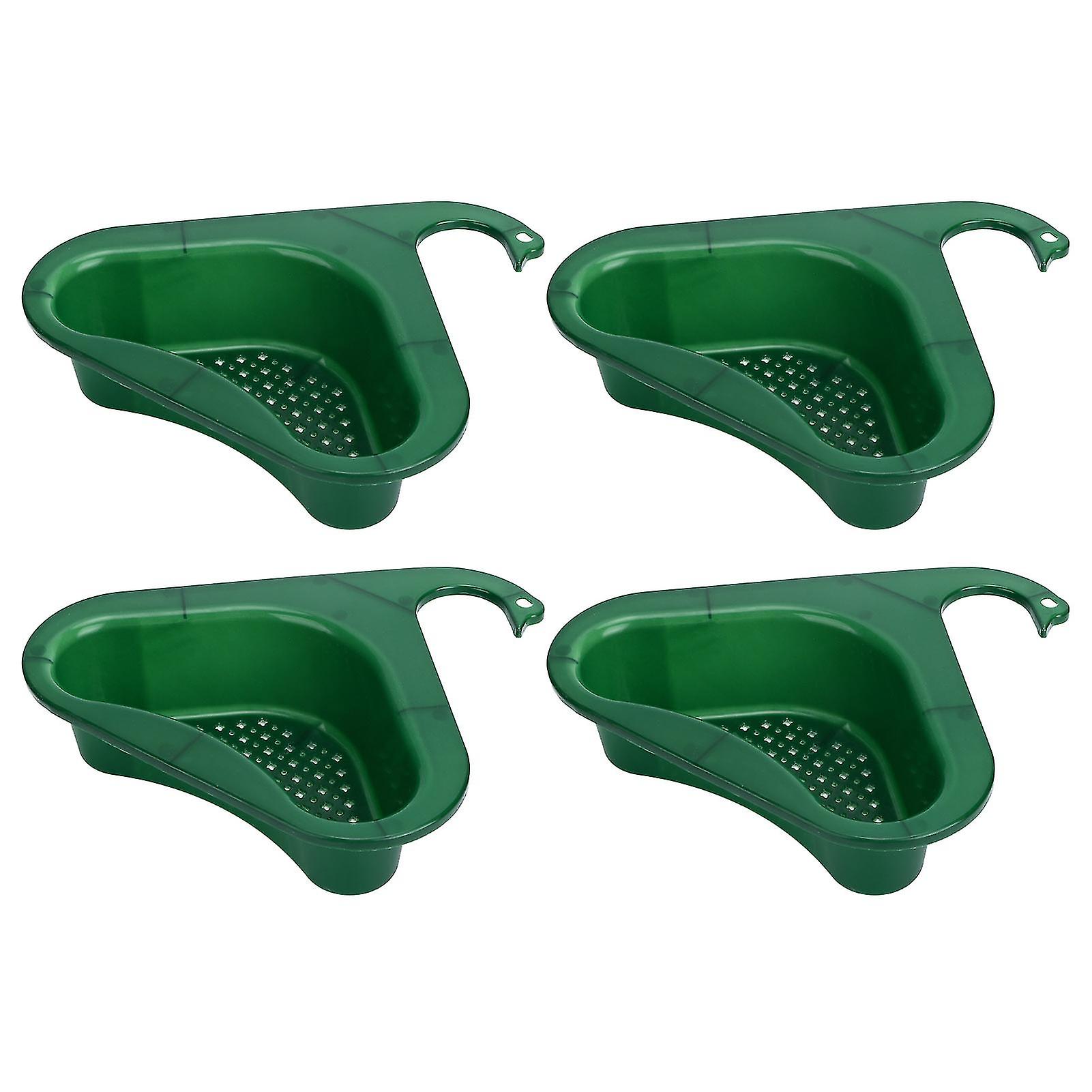 4pcs Drain Basket Multifunctional Triangular Sink Strainer Basket for Soap Toothbrush Sponge FruitPine Green 