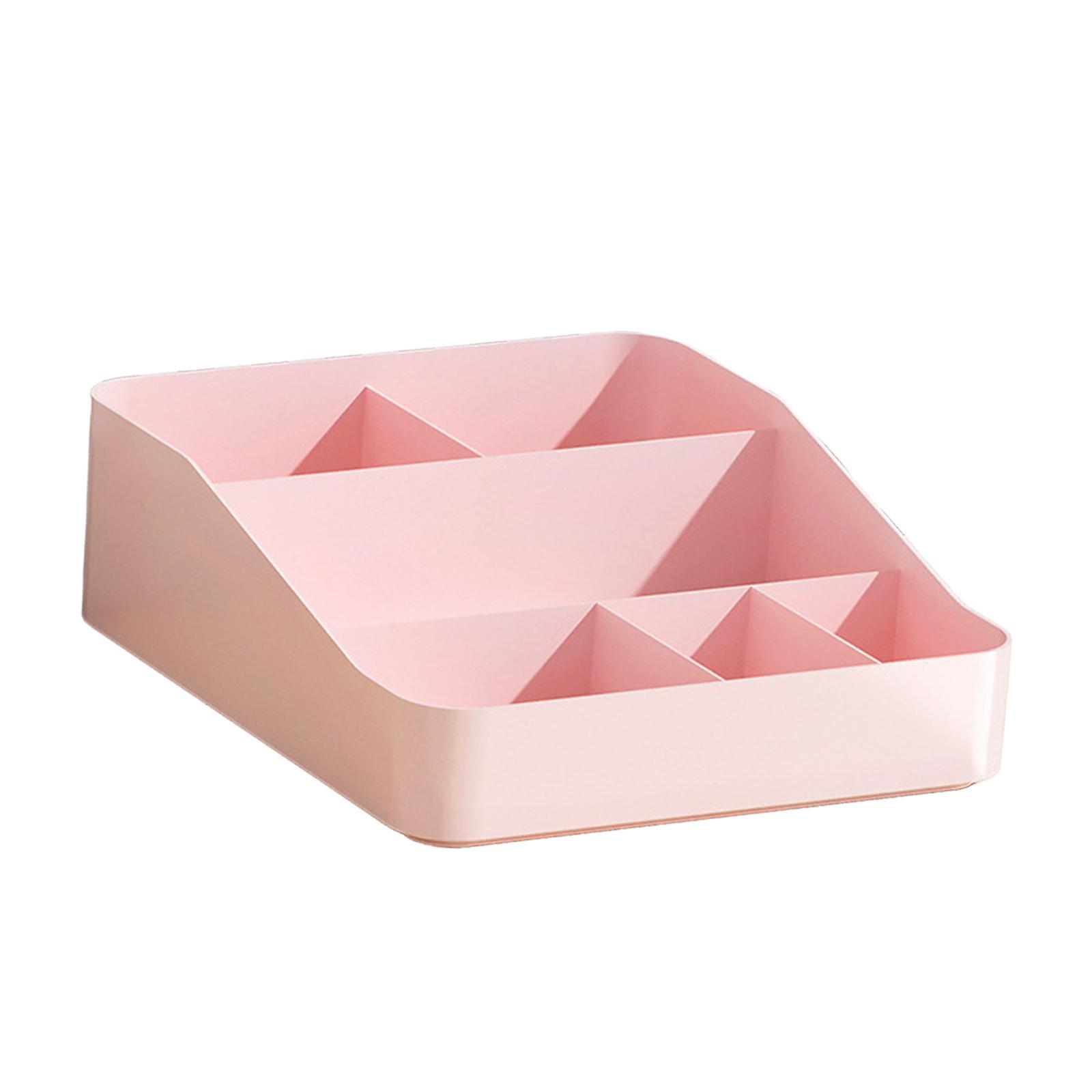 Desktop Sundries Storage Box Bathroom Organizer Container for Desktop Vanity Pink Without Lids