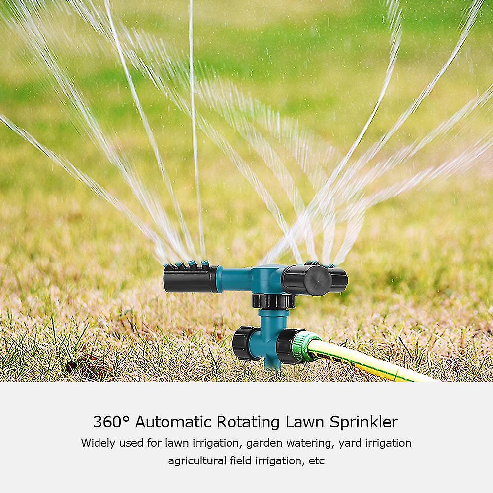 360° Rotating Lawn Sprinkler with 3 Arms Adjustable Automatic Garden Watering Irrigation Tool
