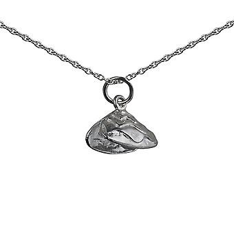 Silver 7x14mm Oyster Shell Pendant with a rolo Chain 24...
