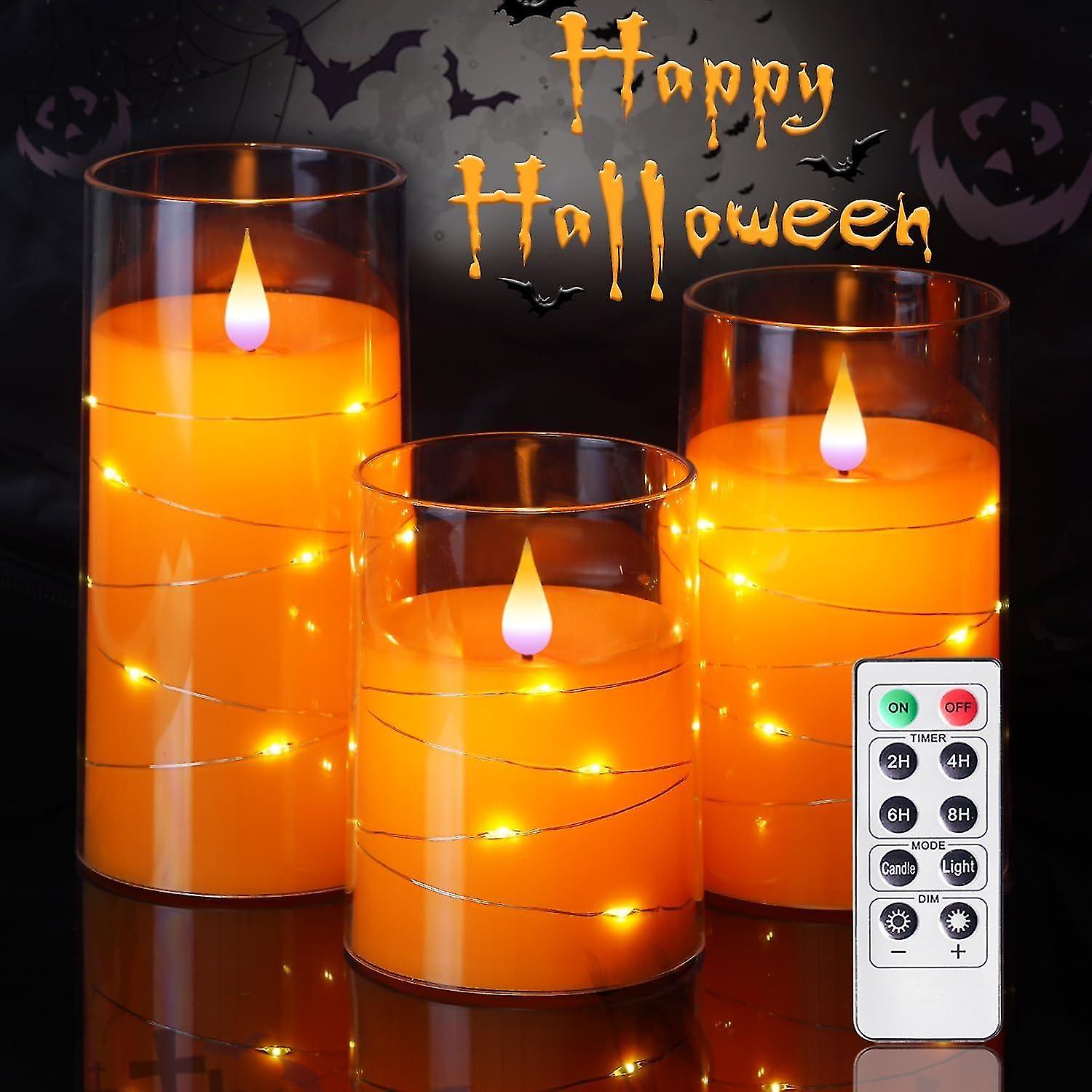 Orange Flameless With String Lights, Operated Led