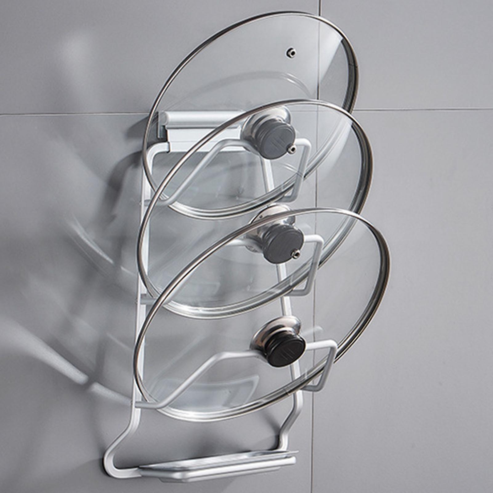 3-Layer Aluminum Pot Lid Holder Wall Mounted, Rustproof Space Saver