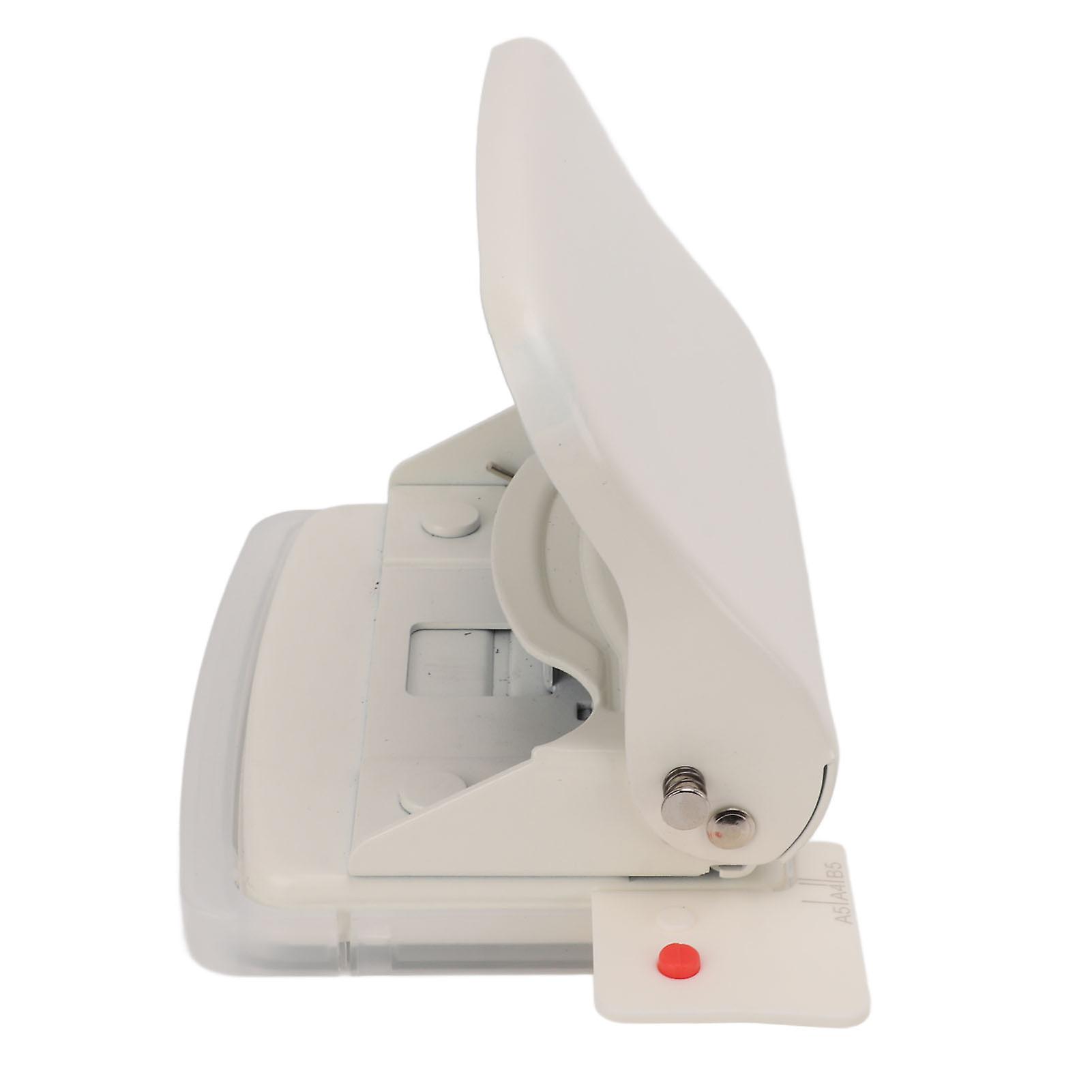 Hole Punch Metal Body Incisive Edge Plastic Bottom Pad 10 Holes Handheld Paper Punch for Bookbinding DocumentationWhite 