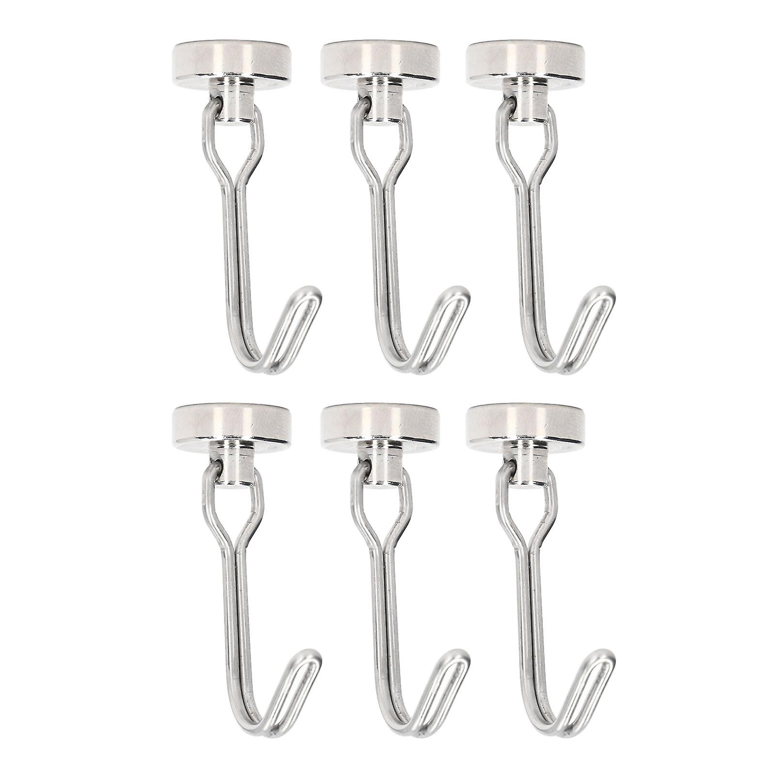 6Pcs Swing Magnetic Hooks Small Light Stable Hooks Rack for Organization Installation 0 to 5KG Nickel 