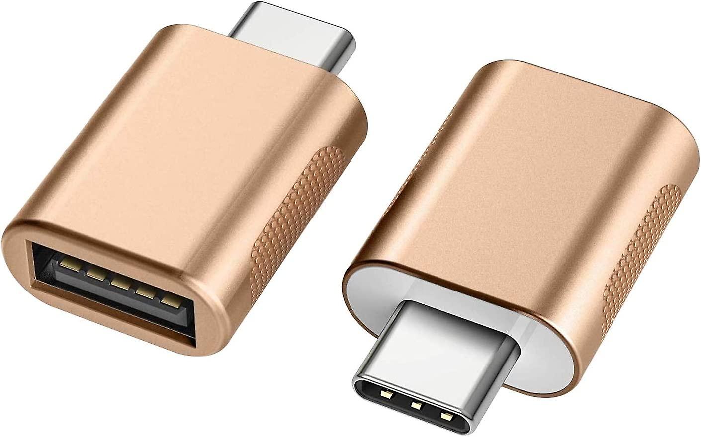 USB C to USB Adapter (2 Pack), USB-C to USB 3.0 Adapter,USB Type-C to USB Adapter,(Gold)