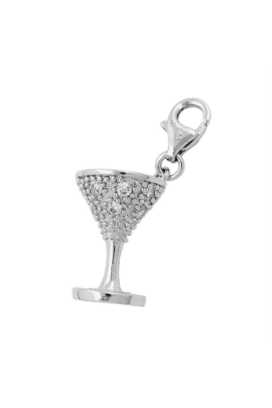 Pendant 15x11mm Charm Chalice With Cubic Zirconias Rhodium Plated Shiny 925 - Gl91161