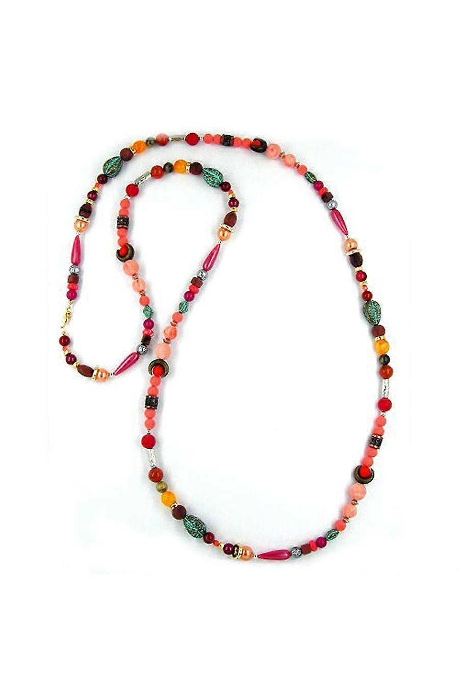 Necklace Beads Red-yellow-brown 120cm - Gl04217