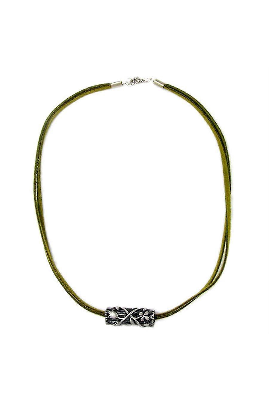 Necklace Bark With Flowers Silver Coloured - Gl01532