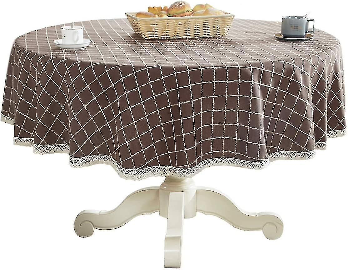 Cotton Linen Lace Round Table Top for Kitchen Decor, 36"