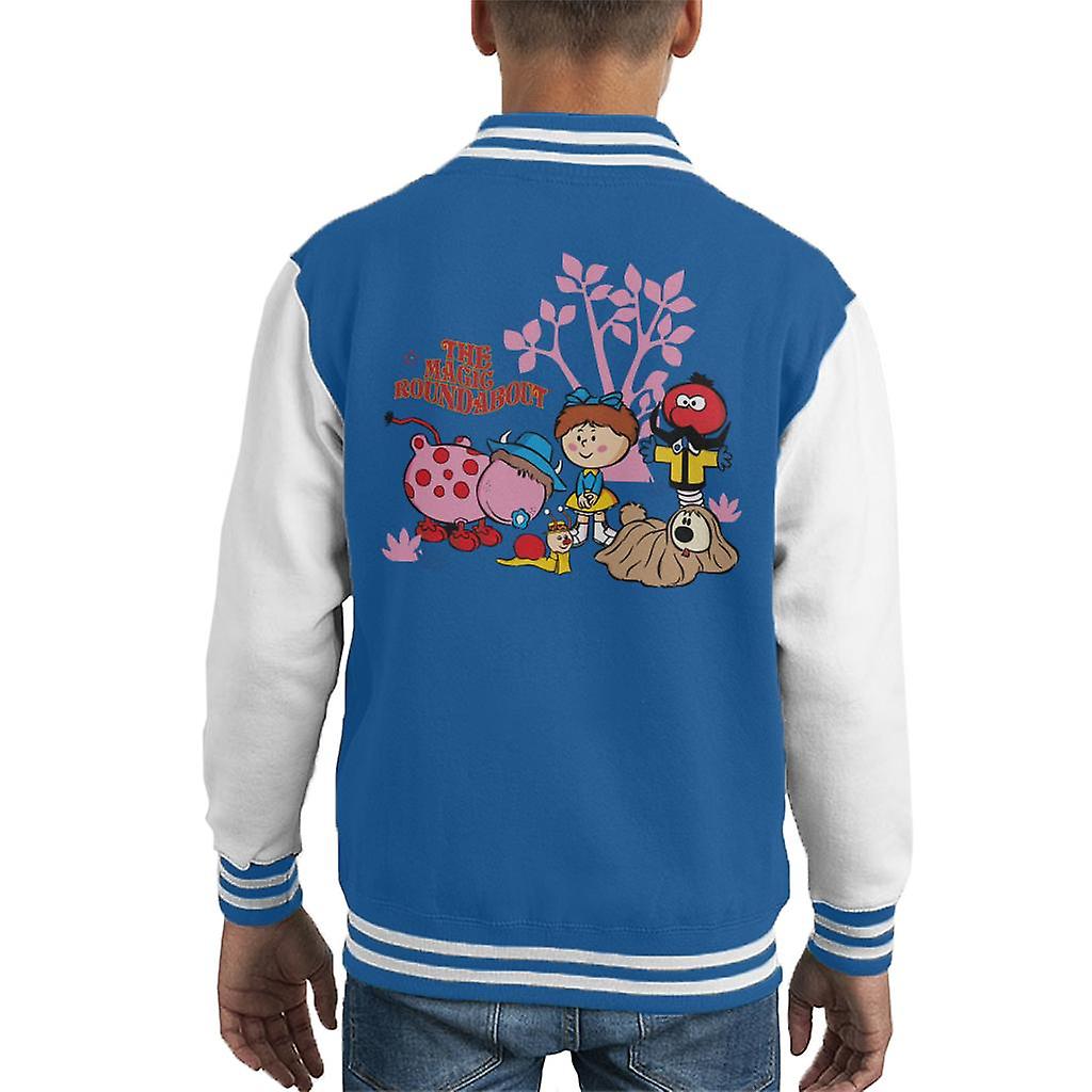 Čarovný kruhový objazd Retro Cartoon Style Detská varsity bunda