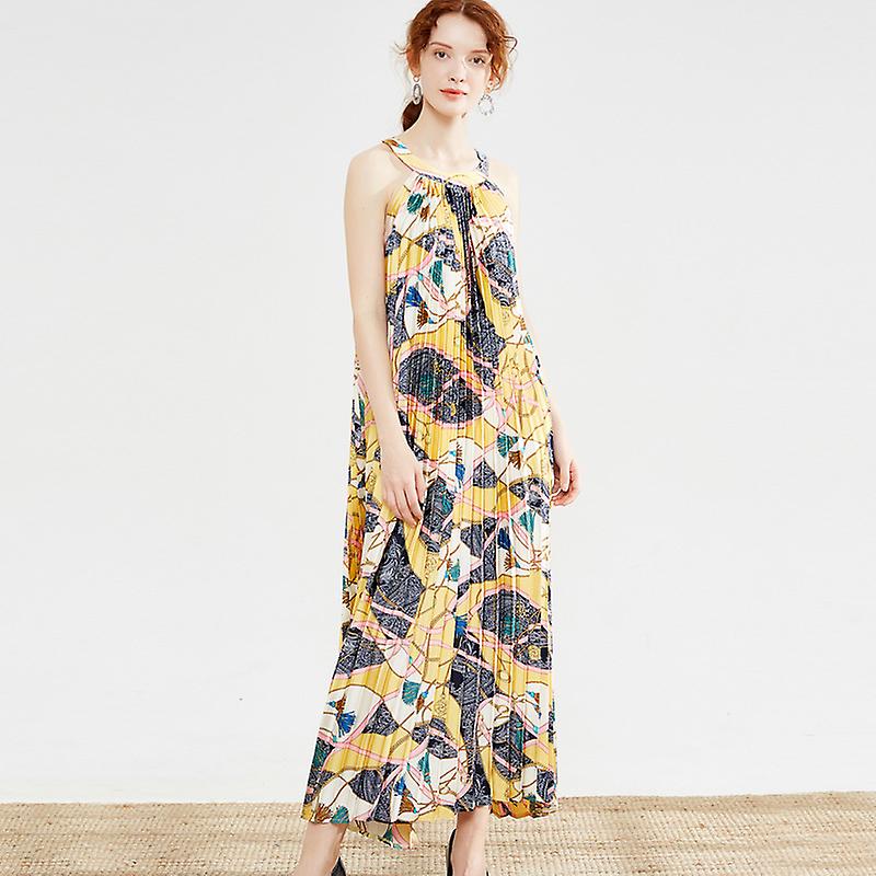 mid length beach dresses Halter Neck Evening Gown With Beaded Waist