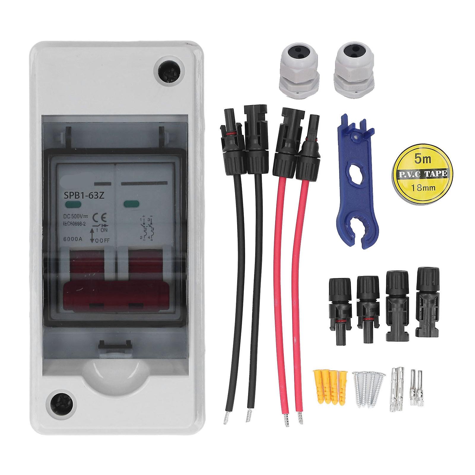 Ouitble Circuit Breaker Box Solar PV Disconnect Switch with IP65 Waterproof Distribution Box and Mini Circuit Breaker, DC500V 32A