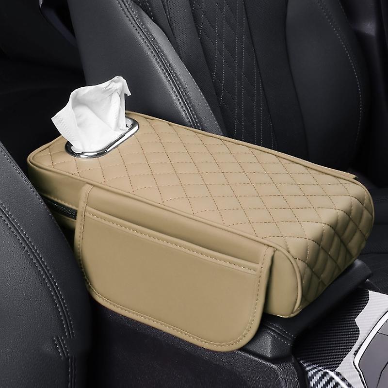 Car Armrest Box Booster Pad Tissue Box Beige