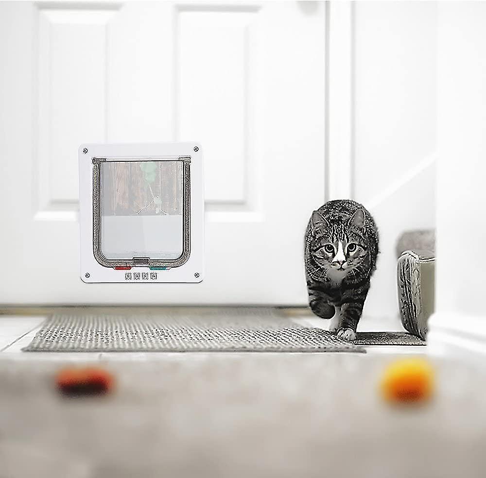 Medium Cat Flap Door With 4 Way Lock Magnetic Pet Door Kit White Dt5751