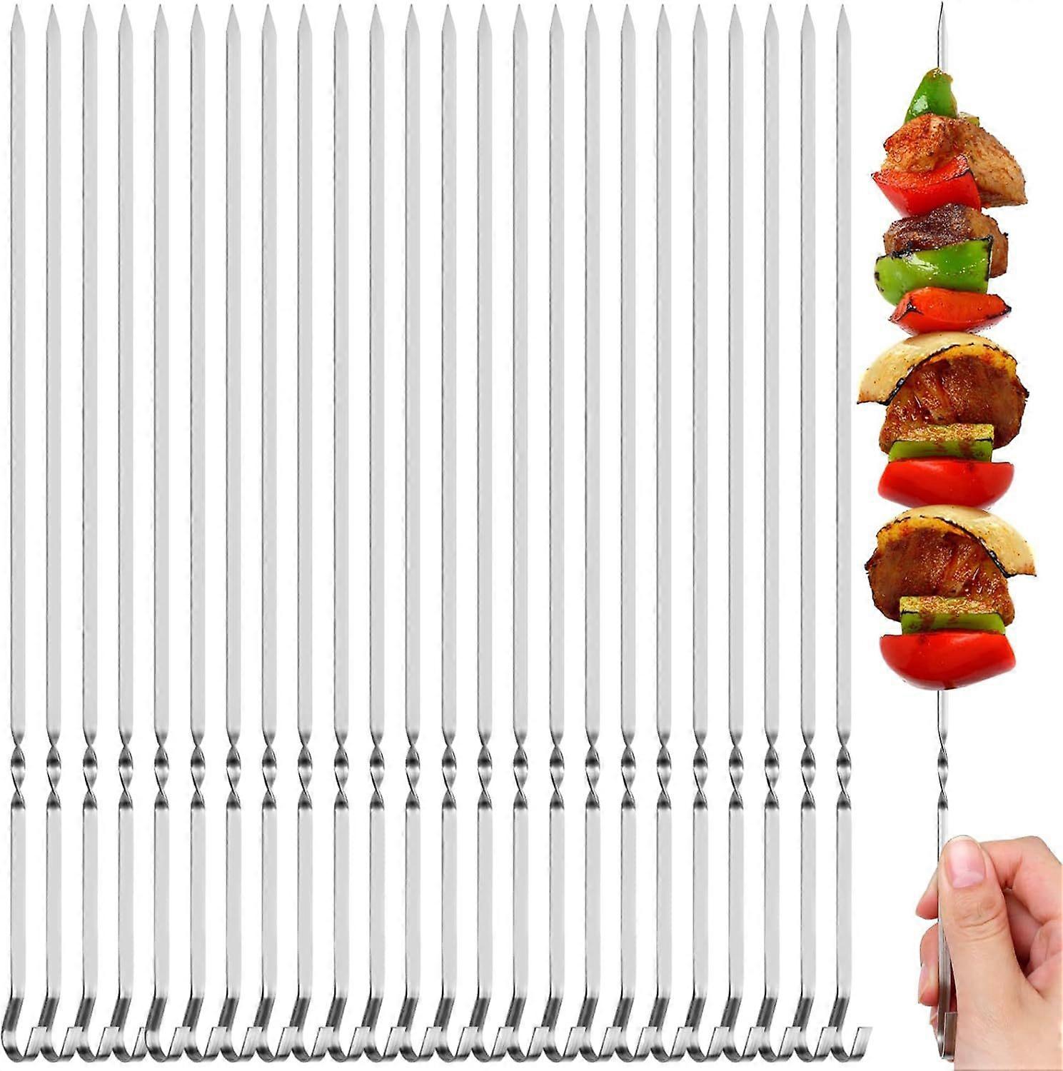 25-pack metal skewers kebab kebab flat skewers for grilling reusable metal skewers