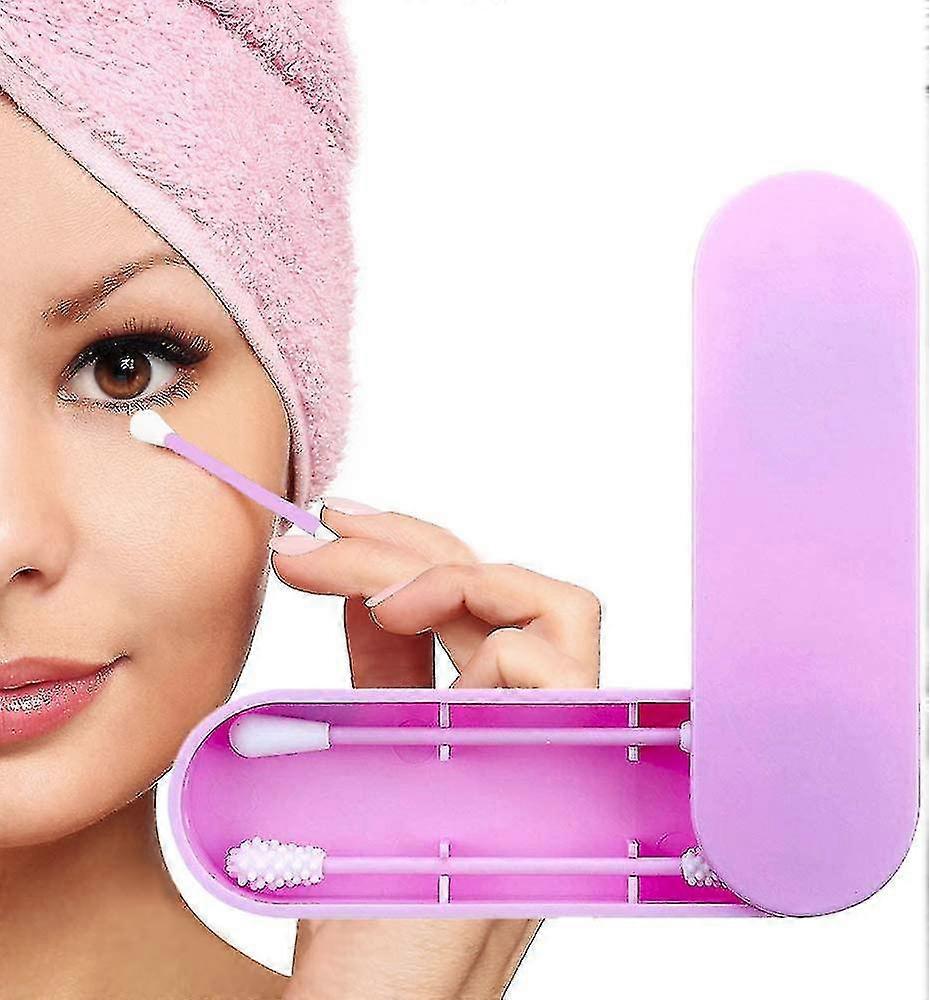 Reusable double-sided eco-friendly cotton swabs with storage pouch