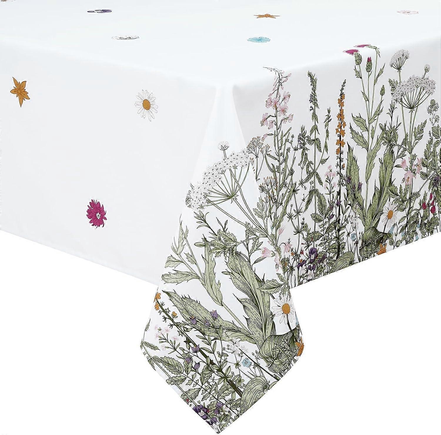 Tablecloths 60 x 120 Floral, Spring Summer Tablecloth Table Cloth Rectangle Wildflower Waterproof Polyester Fabric Wrinkle Free Tablecloths Washable O