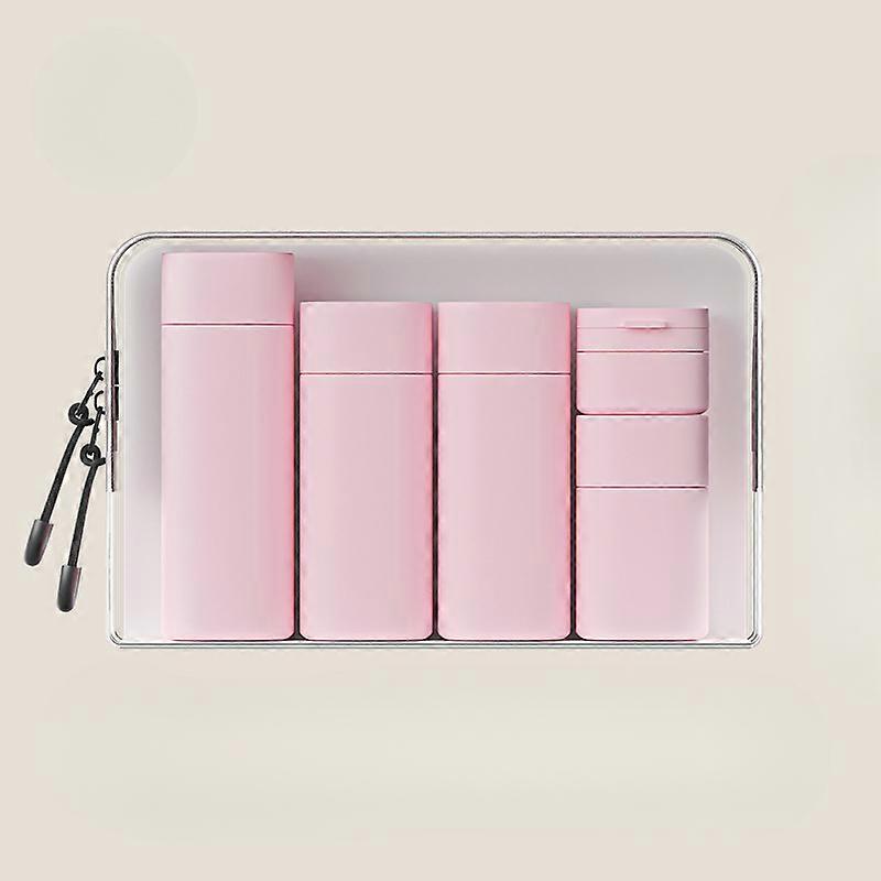 5pcsプレミアムトラベル化粧品ボトルセット - スタイリッシュなEVAケース、軽量メイクアップオーガナイザー、手間のかからない漏れ防止を保証された耐久性のあるPEチューブ