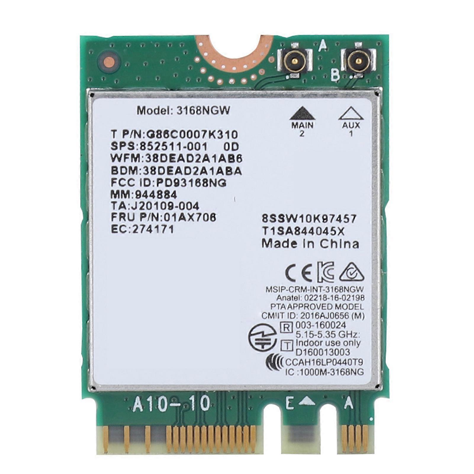 For Intel 3168NGW 433Mbps Bluetooth 4.2 Dual Band NGFF M.2 Wireless WiFi Card