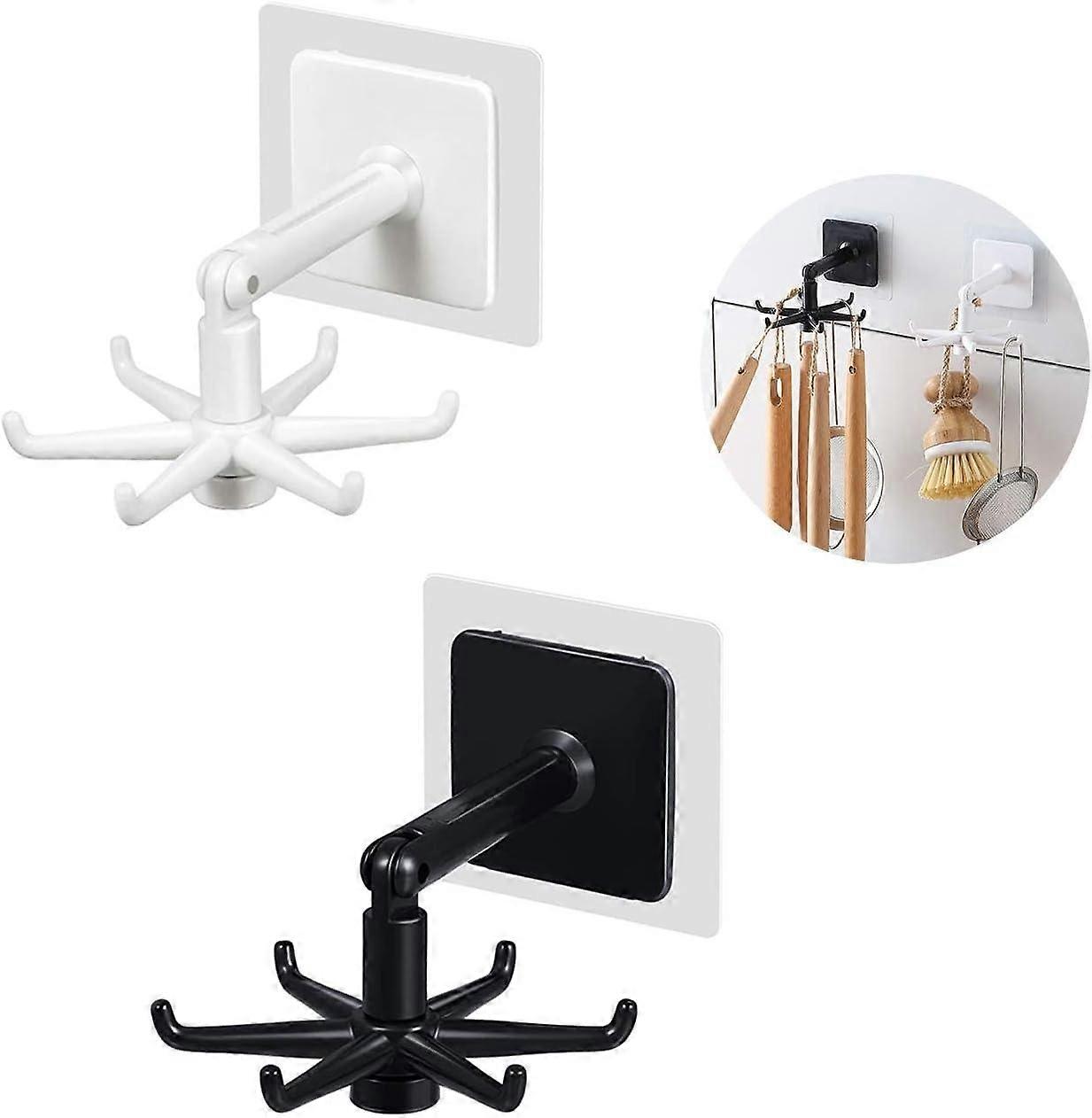 Pieces Coat Hook 360 Degree Rotating Hooks No Hole Hook Self Adhesive Hook Rotating Storage Hook Plu