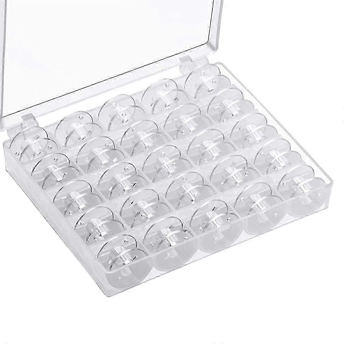 25Pcs Sewing Machine Bobbin, Universal Sewing Bobbins Plastic Sewing Machine Bobbin with Storage Box