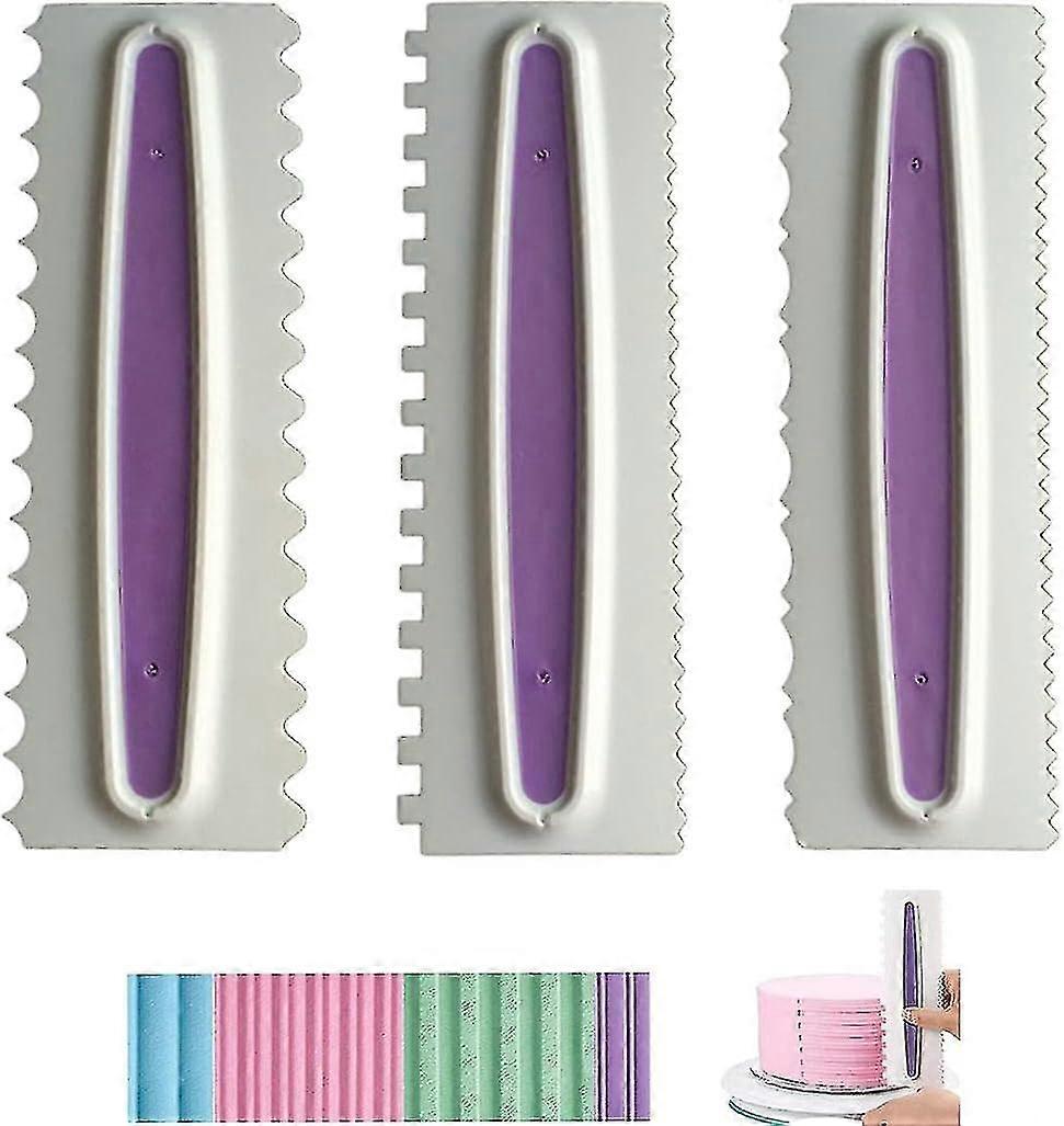 3pcs Cake Smoother Scraper Icing Buttercream Spatulas Decorating Edge Diy Tool