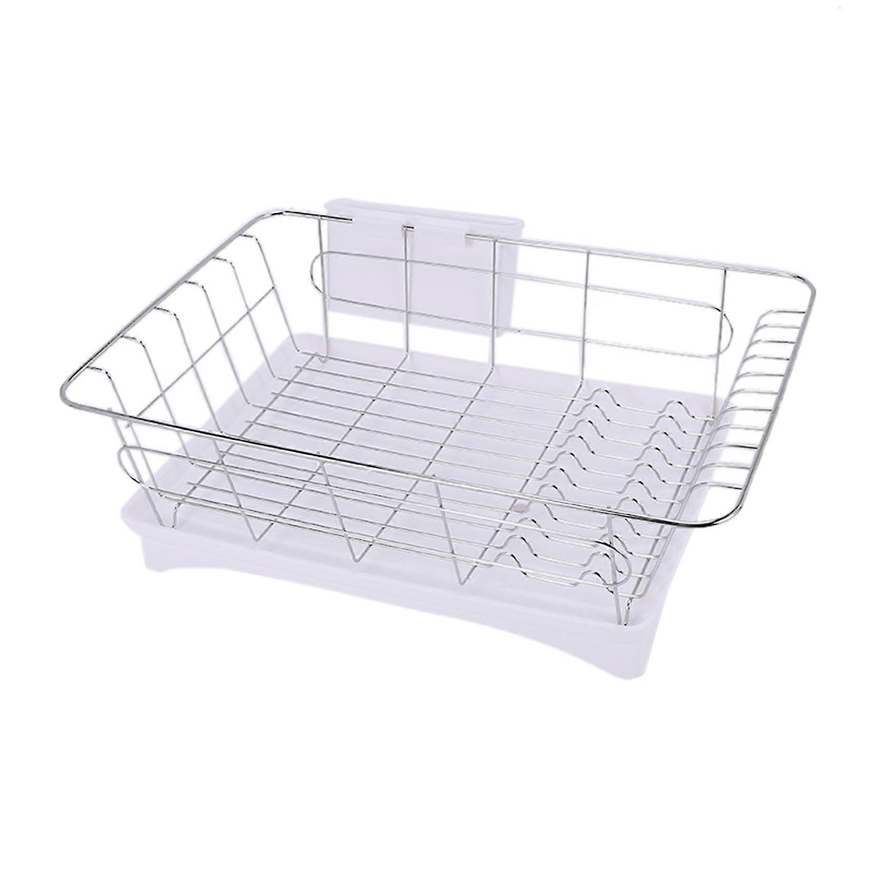 Stainless Steel Dish Drainer Drying Rack With 3-Piece Set Removable Rust Proof Utensil Holde For Ki