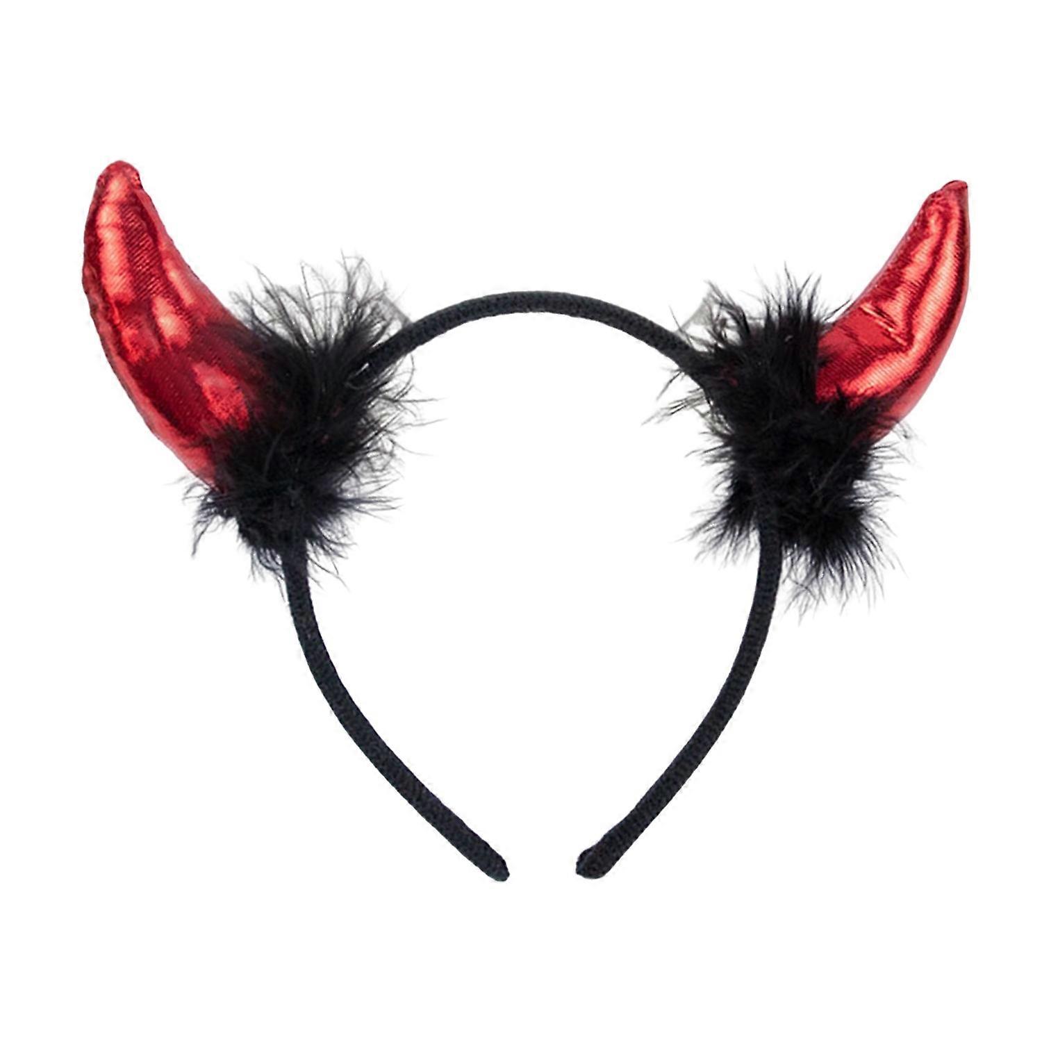 Devil Horn Decor Headband Plush Fabric Handmade Lightweight Elastic Design Hair Hoop Cosplay Parties