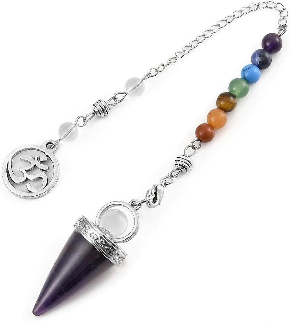 Gemstone pendulum esoteric chakra stones cone pendant with chain for Divination