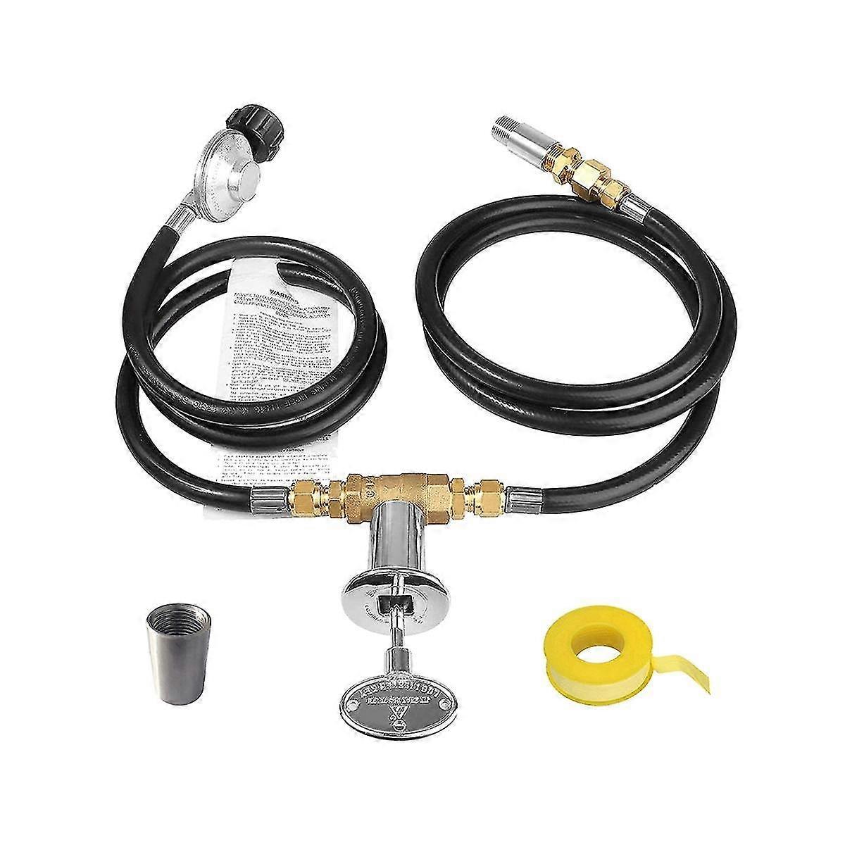 Burner Connection Kit, Propane Fire Pit Replacement with 1/2In Control Valve Key Set, Adjustable Pr